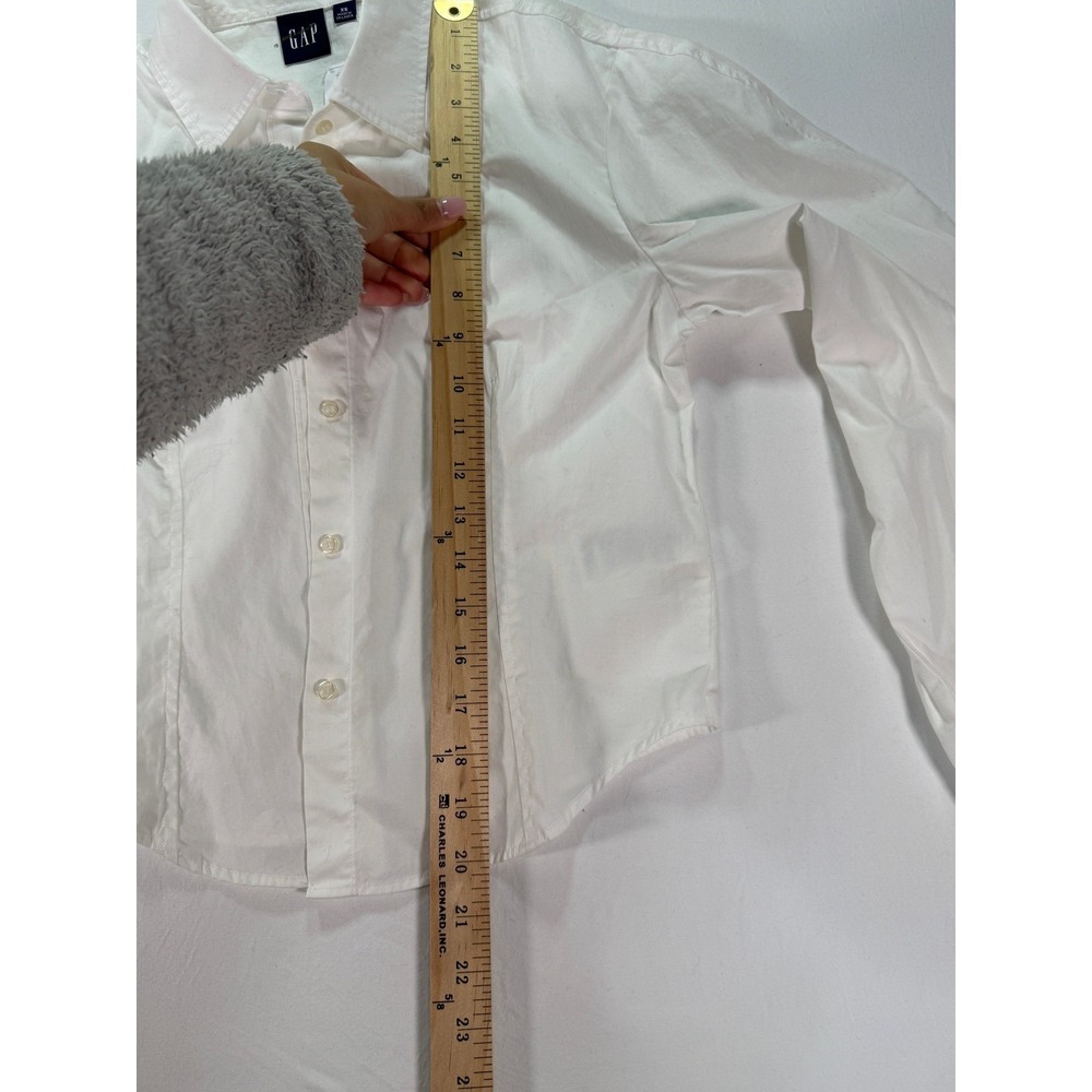 GAP White Cotton Button Down Puff Sleeve Blouse‎ Women's Size XS Classic Minimal - Picture 6 of 8